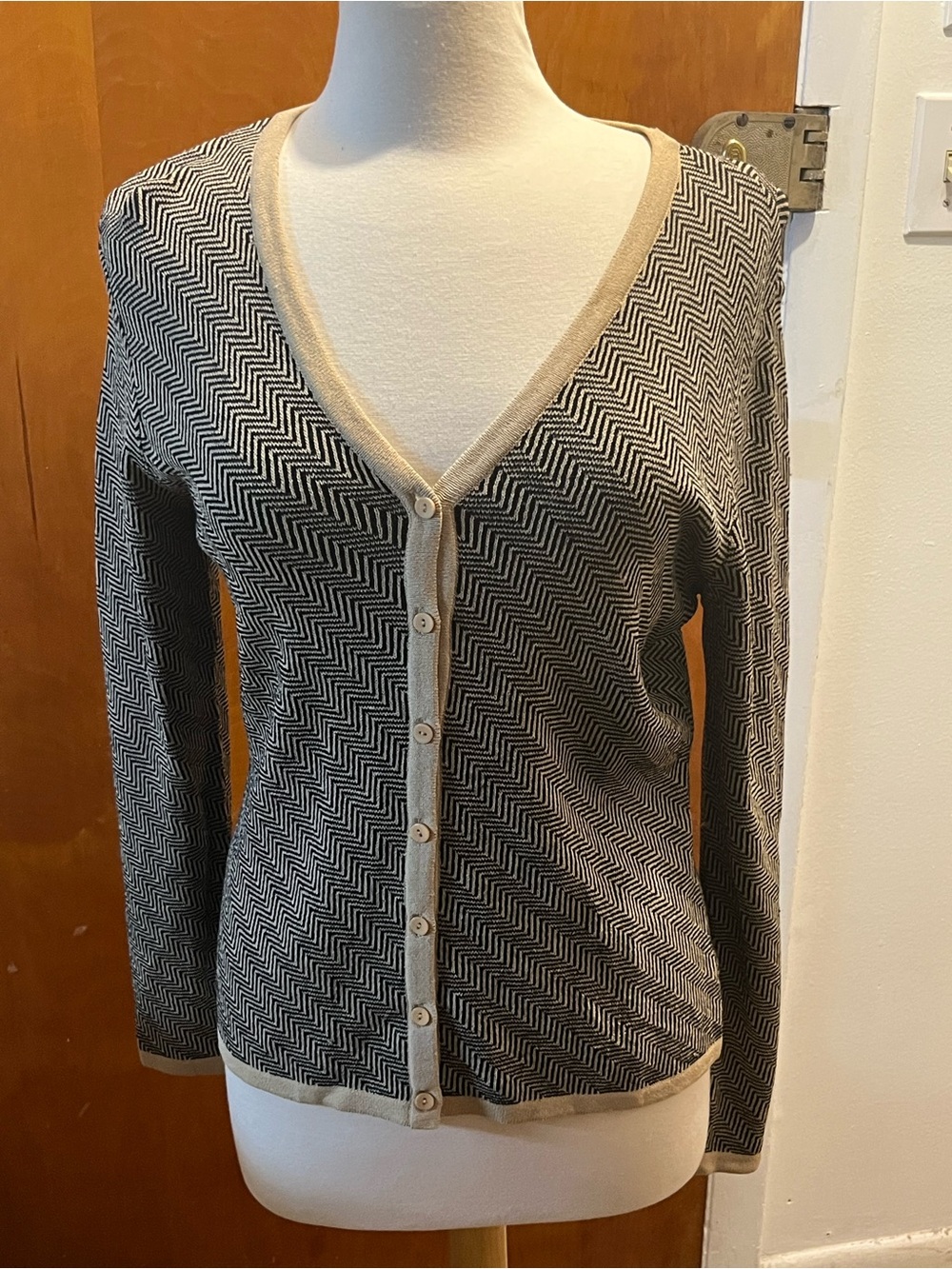 Inc Women's Chevron / Herringbone Knit Button Front Cardigan Sweater Size M